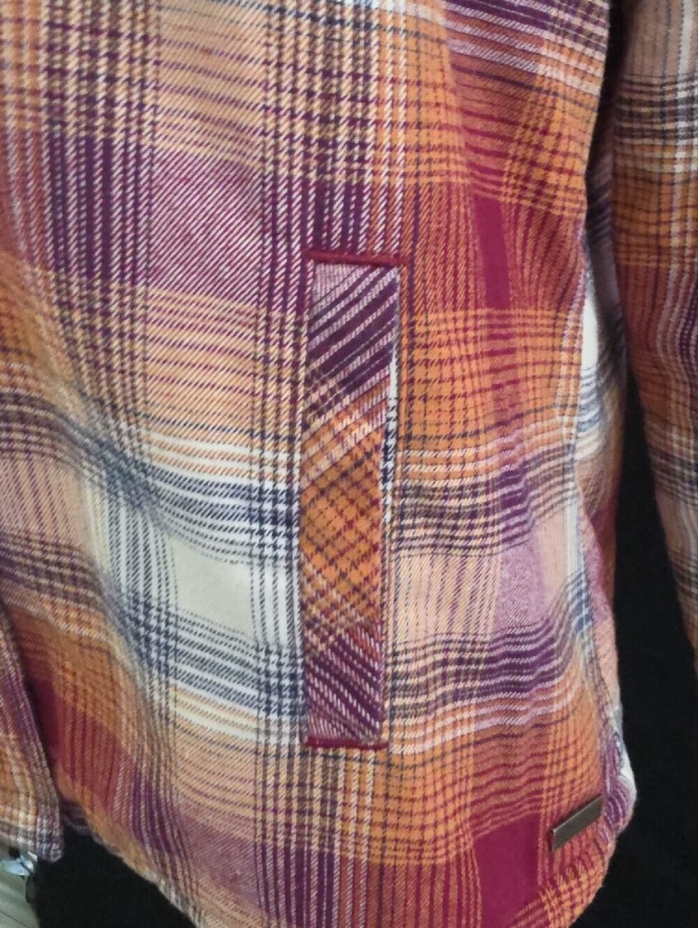 Natural Reflections Plaid Hooded Shirt Jacket - Red, Purple, Gray - Picture 8 of 15